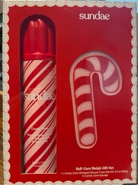 Sundae Candy Cane Shower Foam self care sleigh gift set NEW IN BOX